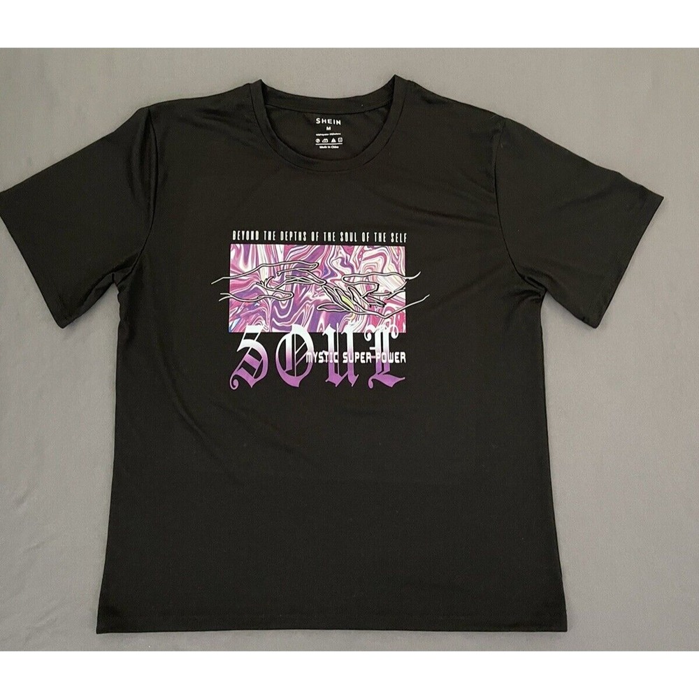 NWOT!‎ Shein Womens Medium Abstract Art Womens Black Short Sleeve T Shirt